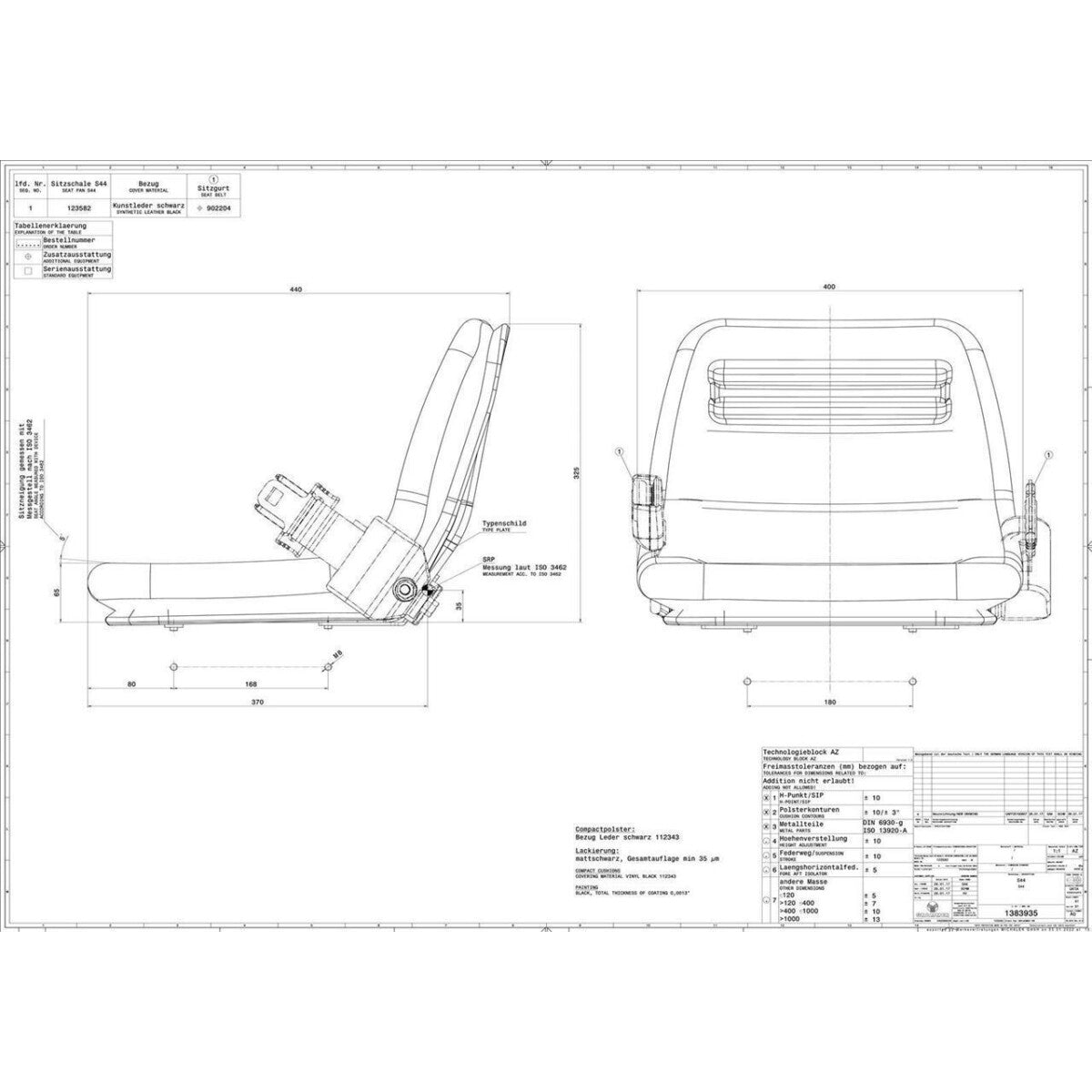 Grammer Sitzschale S44 PVC Baumaschinensitz